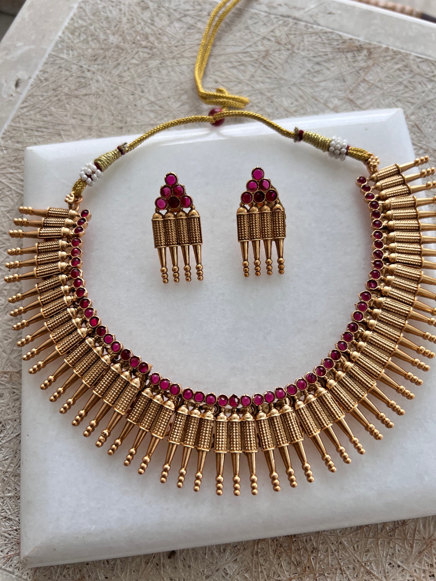 Gold Plated Necklace with Earring Set