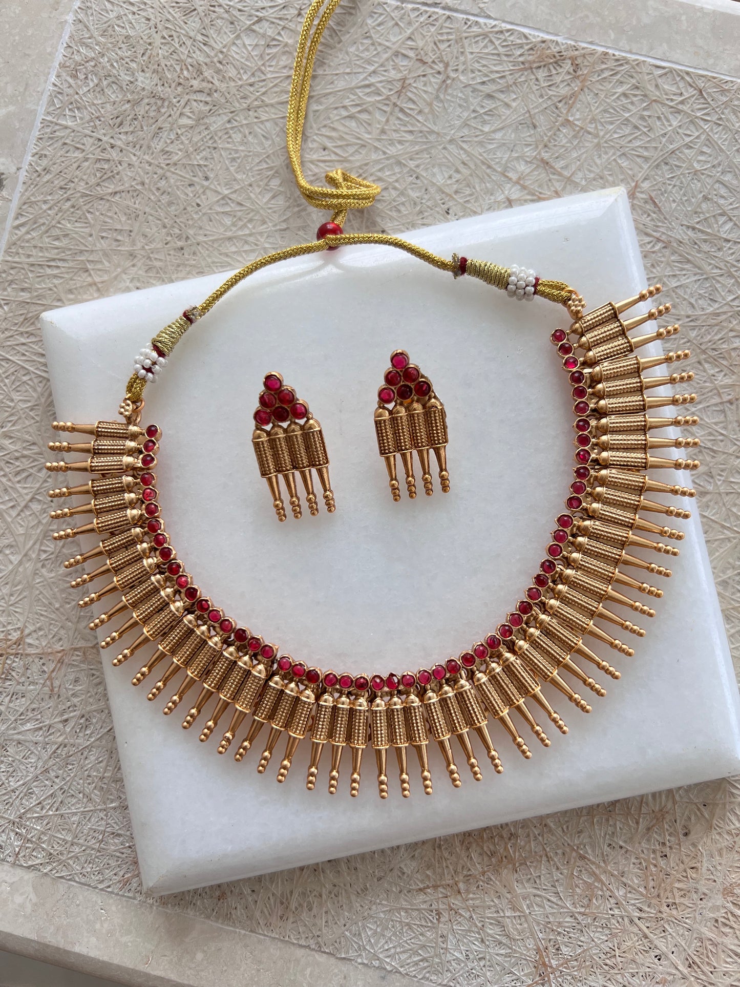 Gold Plated Necklace with Earring Set