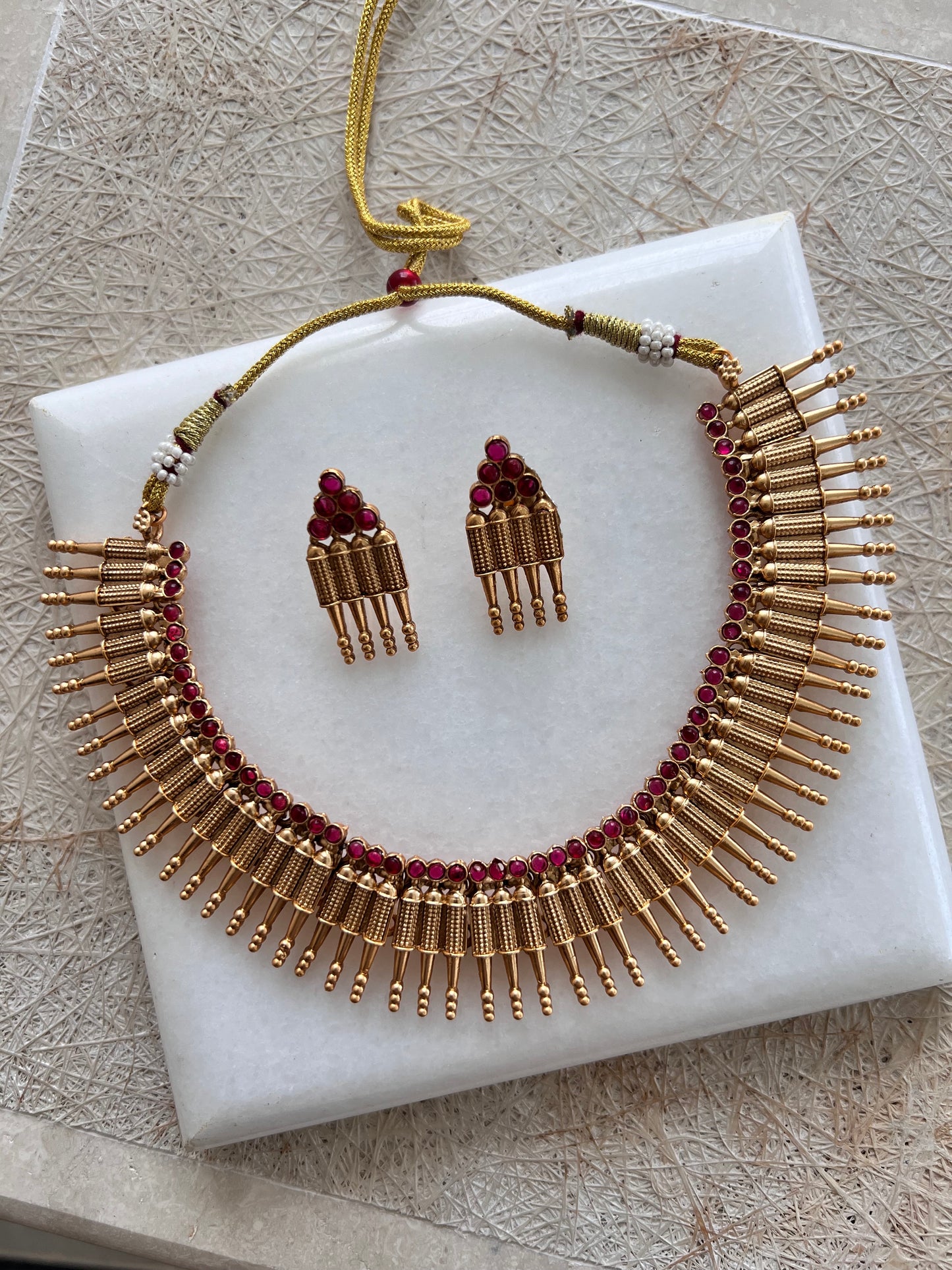 Gold Plated Necklace with Earring Set