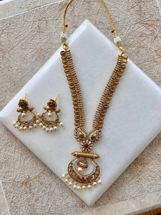 Gold Plated Necklace with Earring Set