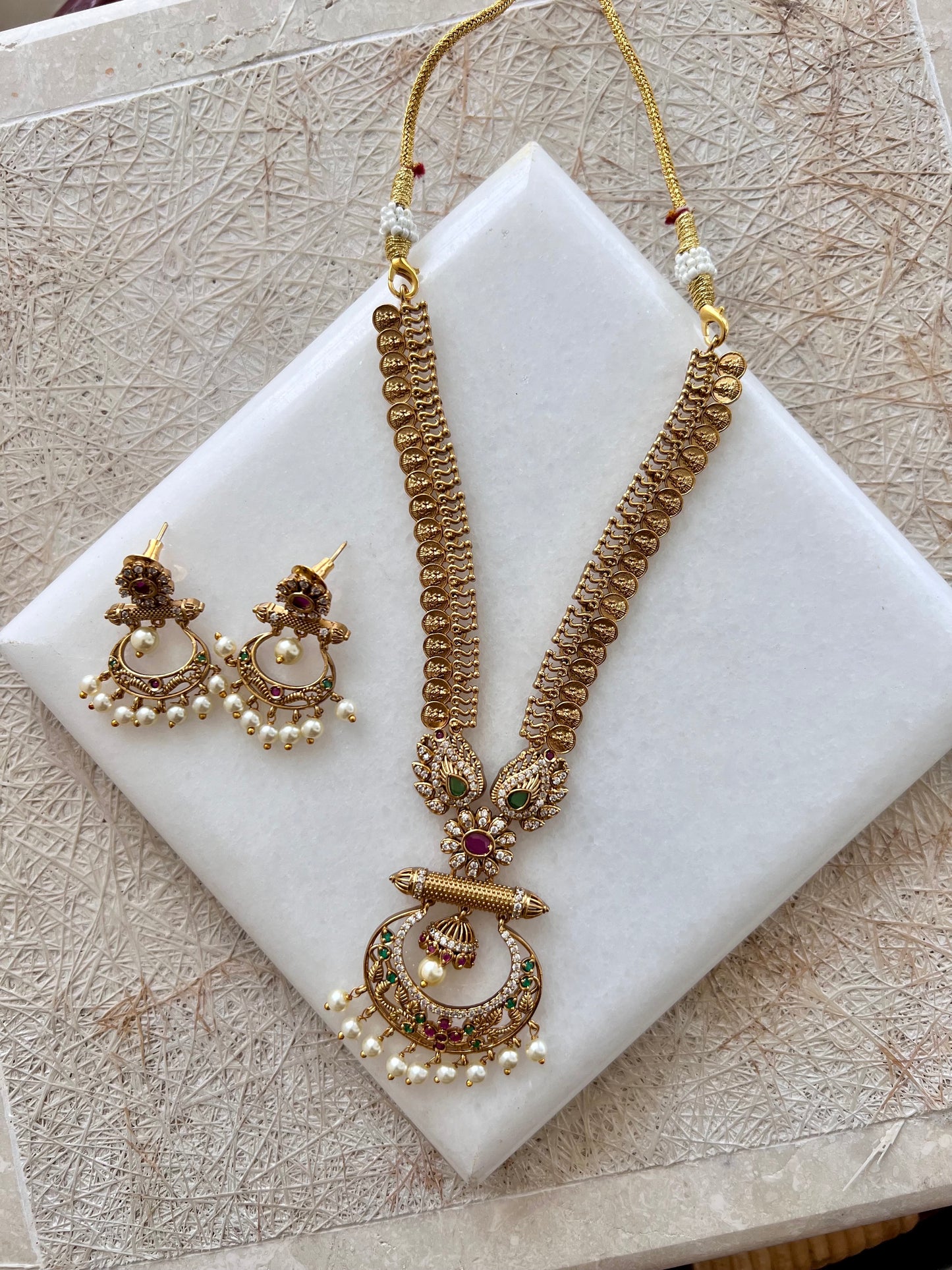 Gold Plated Necklace with Earring Set