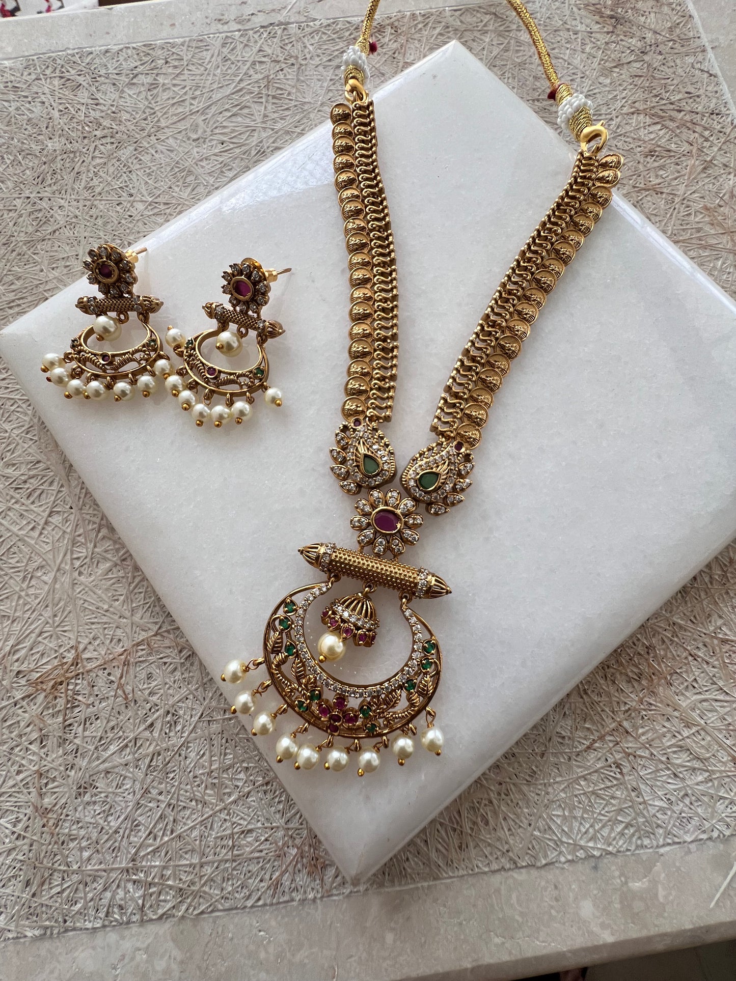 Gold Plated Necklace with Earring Set