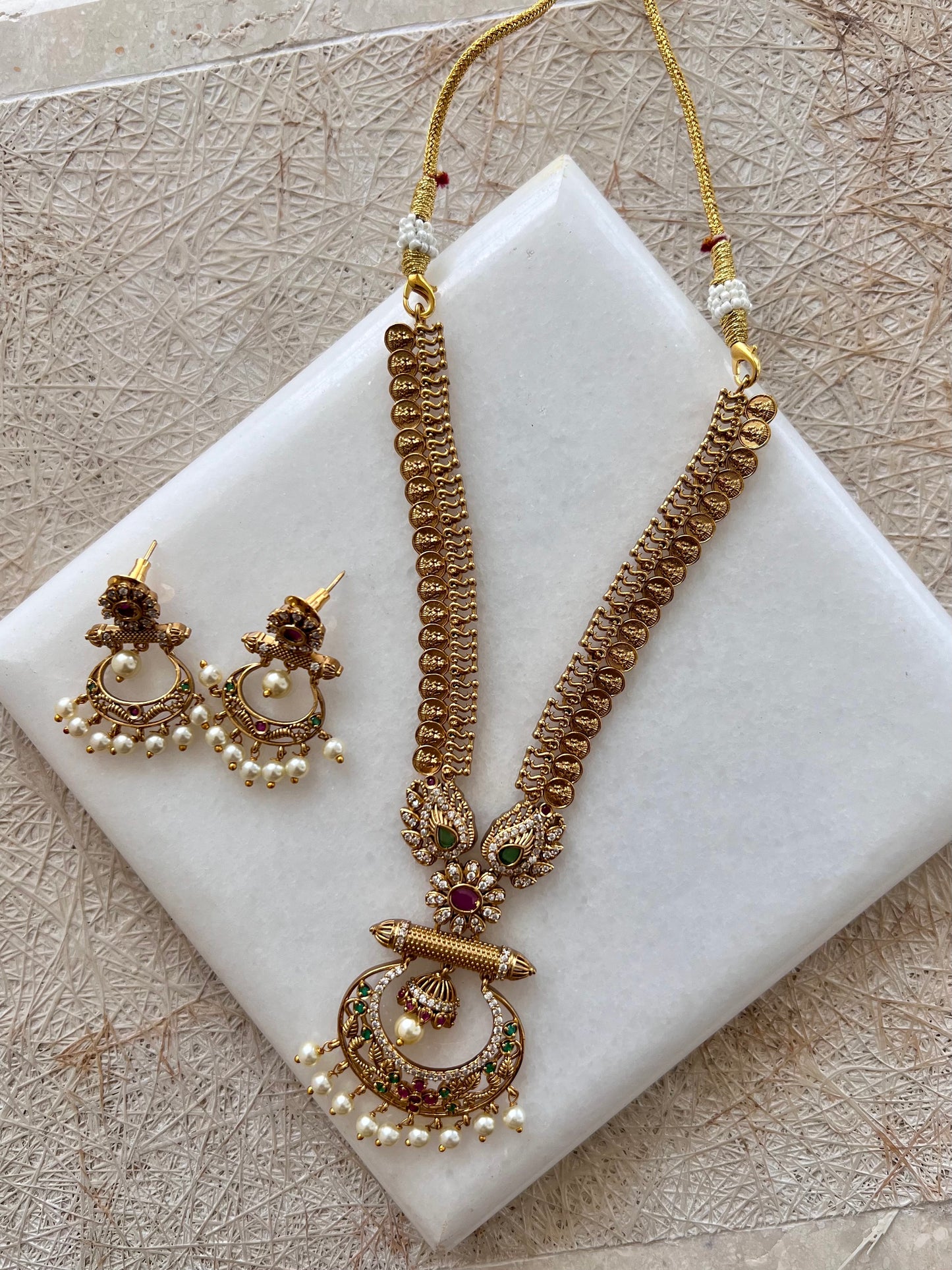 Gold Plated Necklace with Earring Set