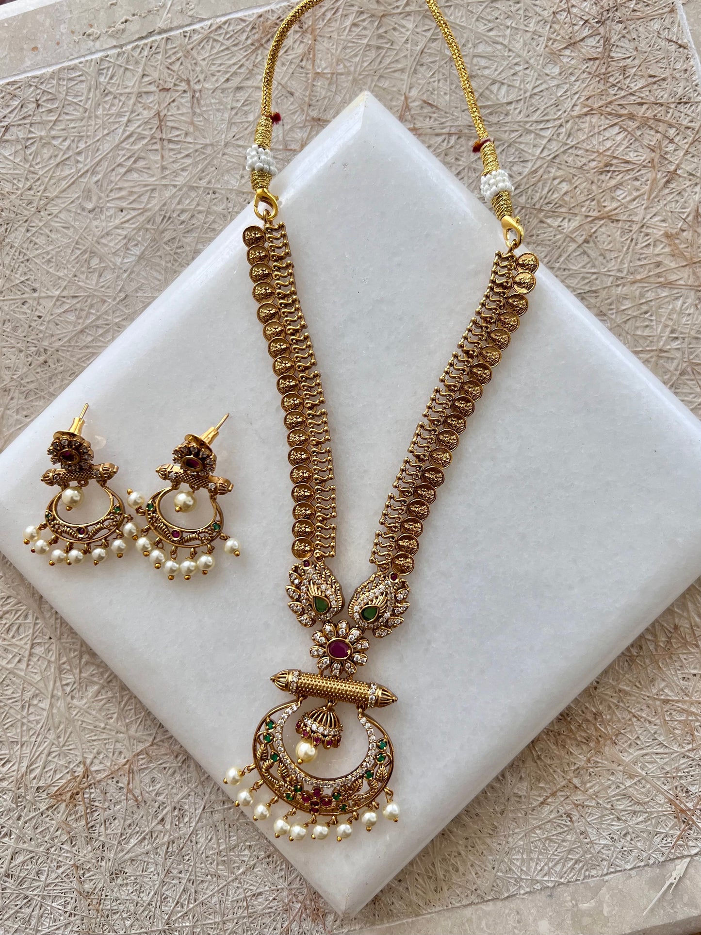 Gold Plated Necklace with Earring Set