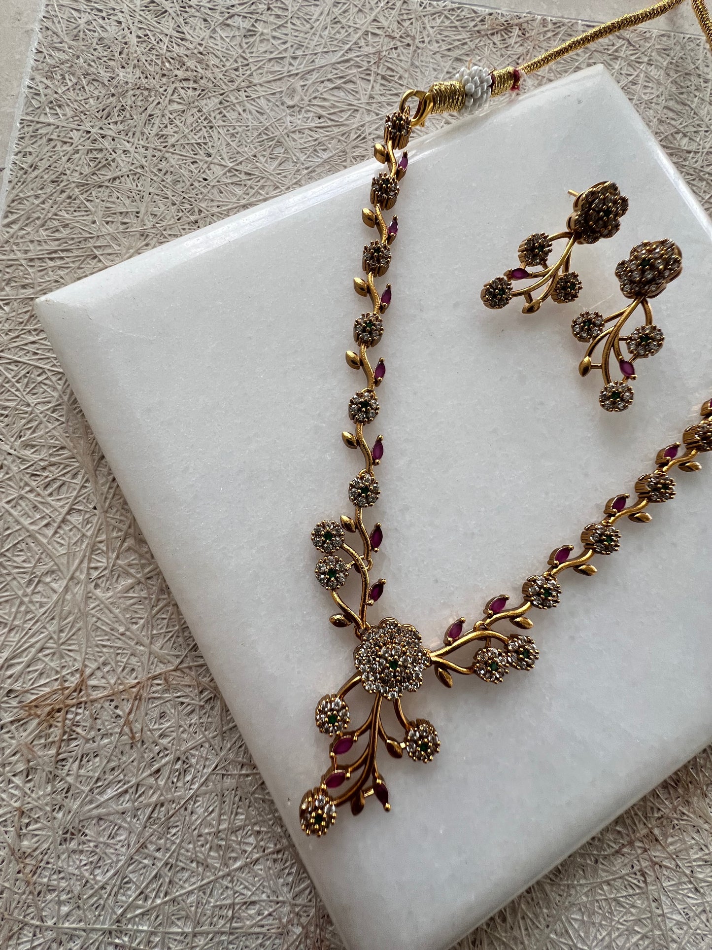 Gold Plated Necklace with Earring Set