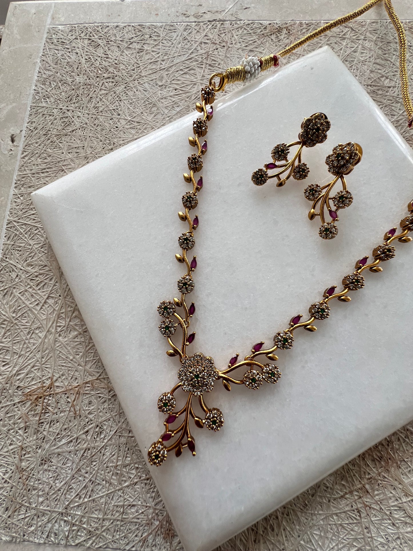 Gold Plated Necklace with Earring Set