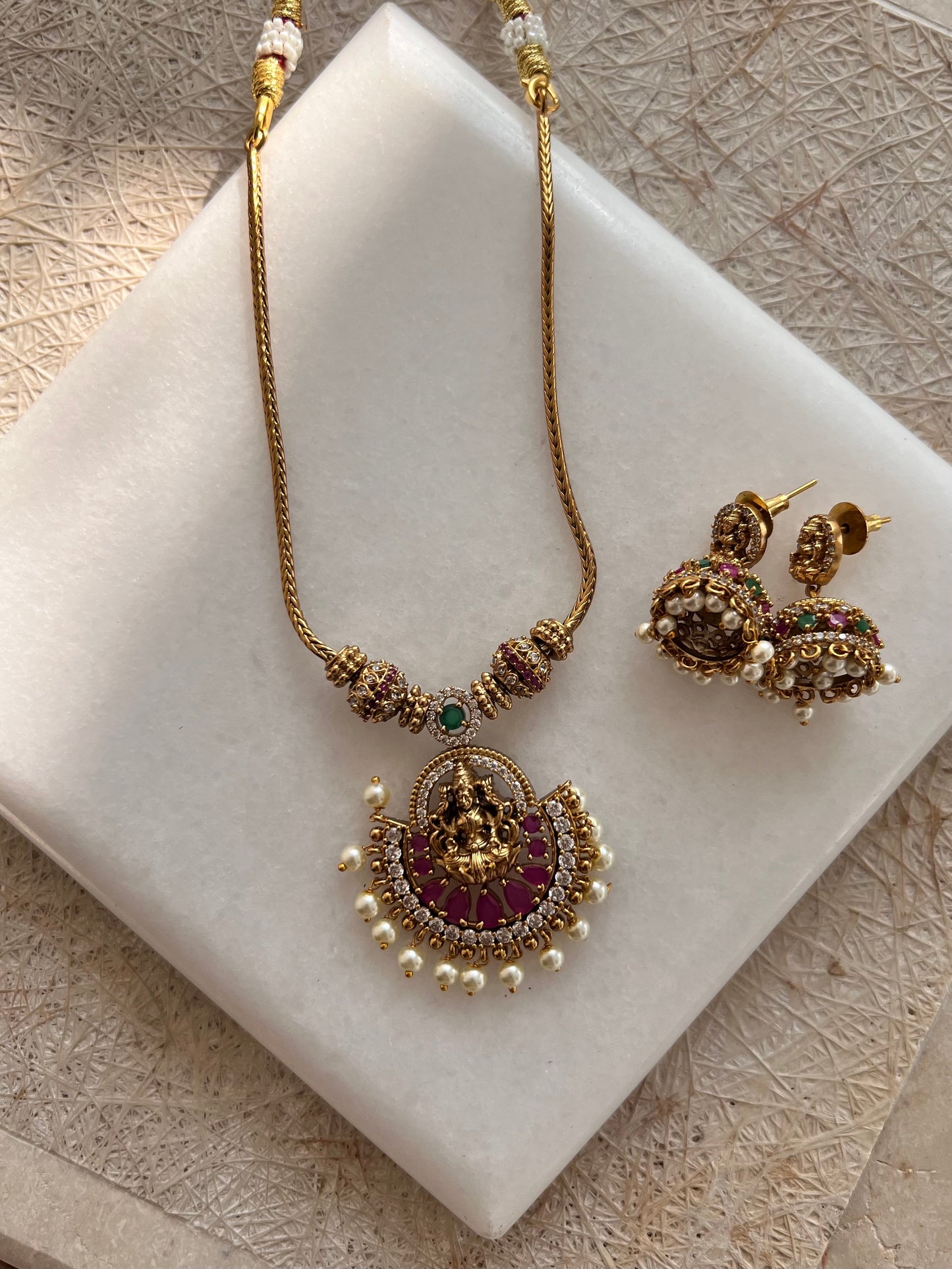 Gold Plated Necklace with Earring Set