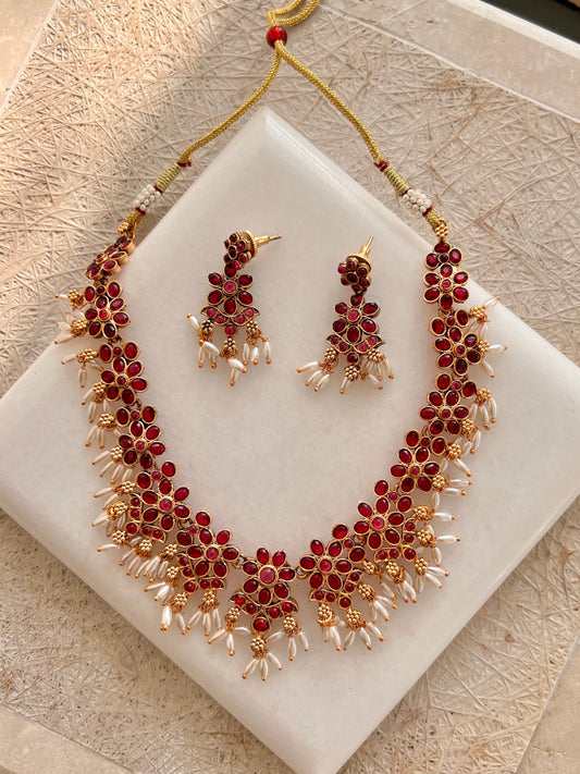 Gold Plated Necklace with Earring Set