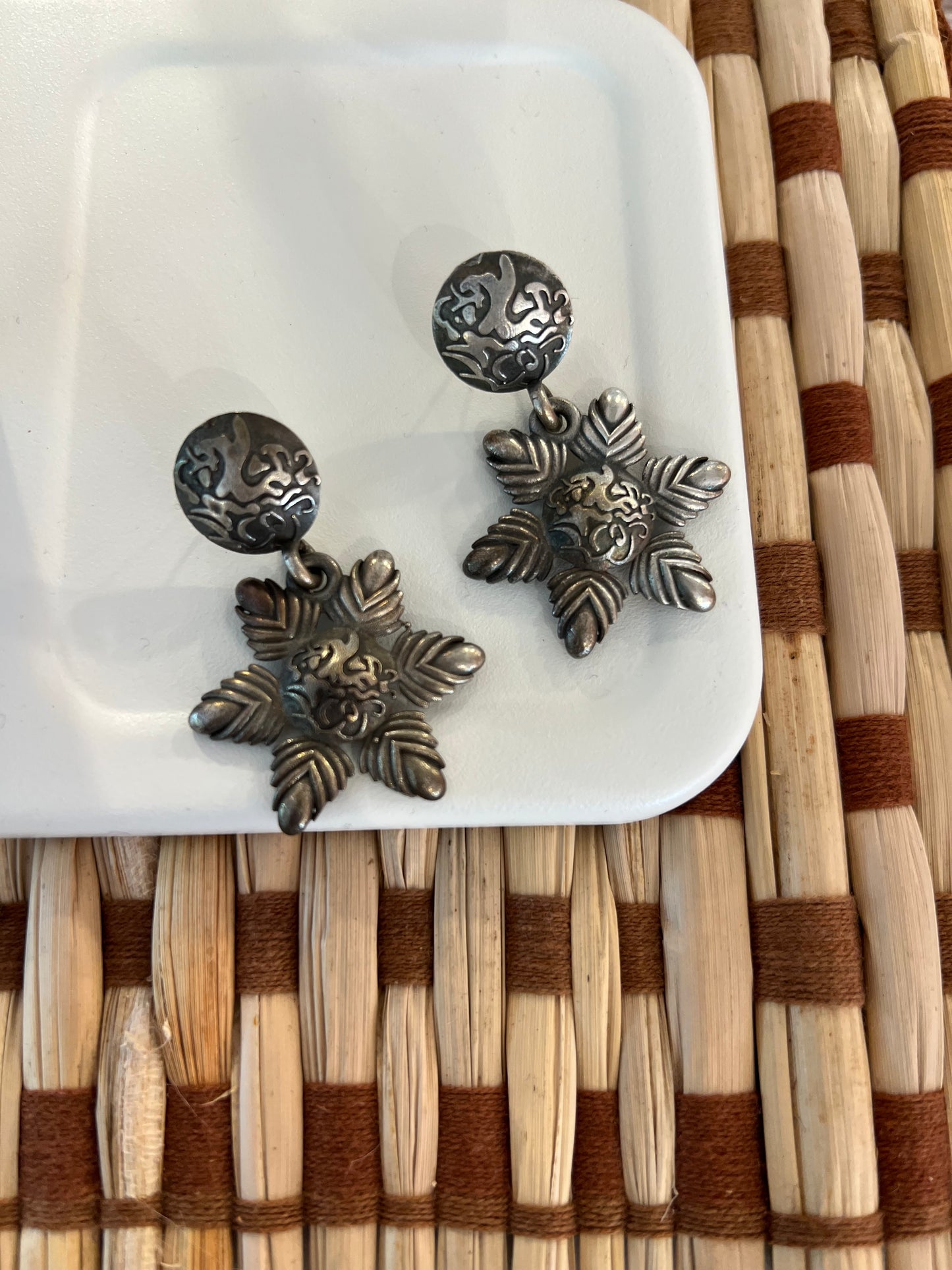 German Silver Oxidised Earring