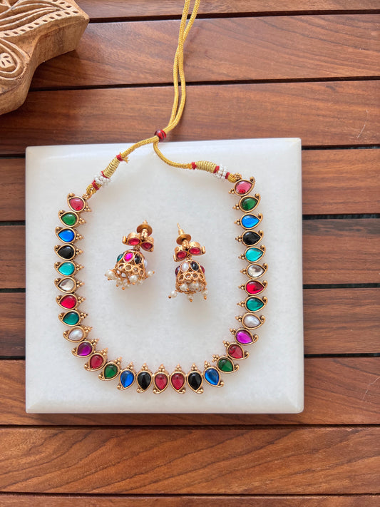Gold Plated Necklace with Earring Set