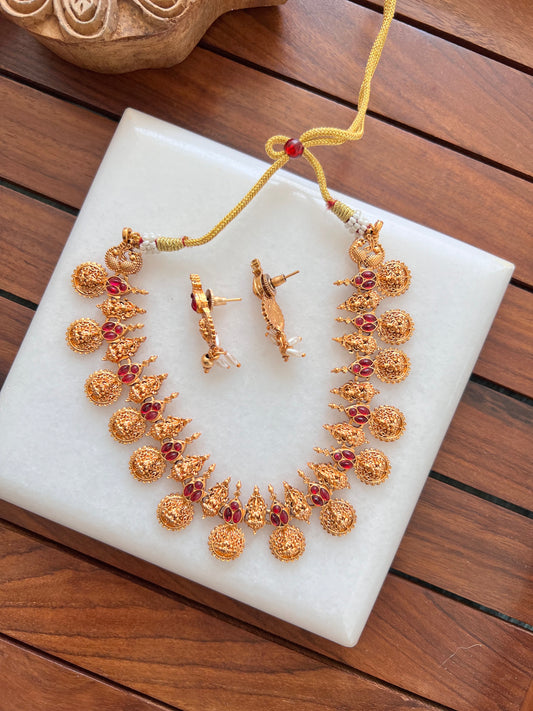 Gold Plated Necklace with Earring Set