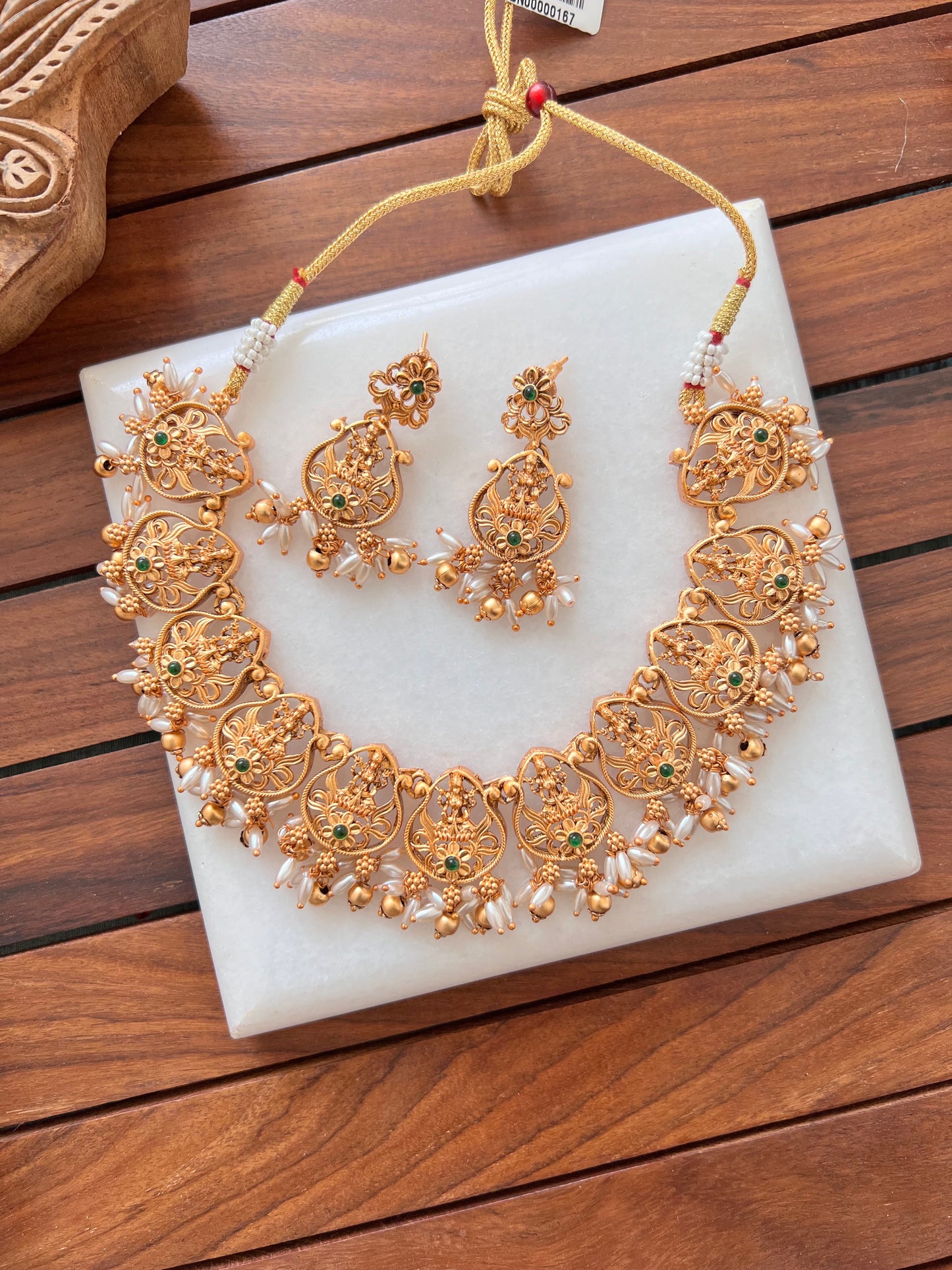 Gold Plated Necklace with Earring Set