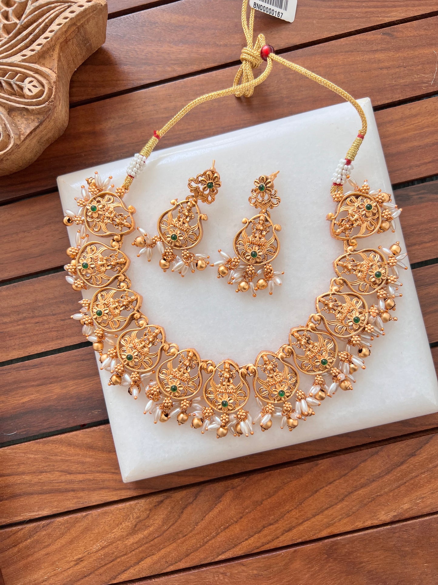 Gold Plated Necklace with Earring Set