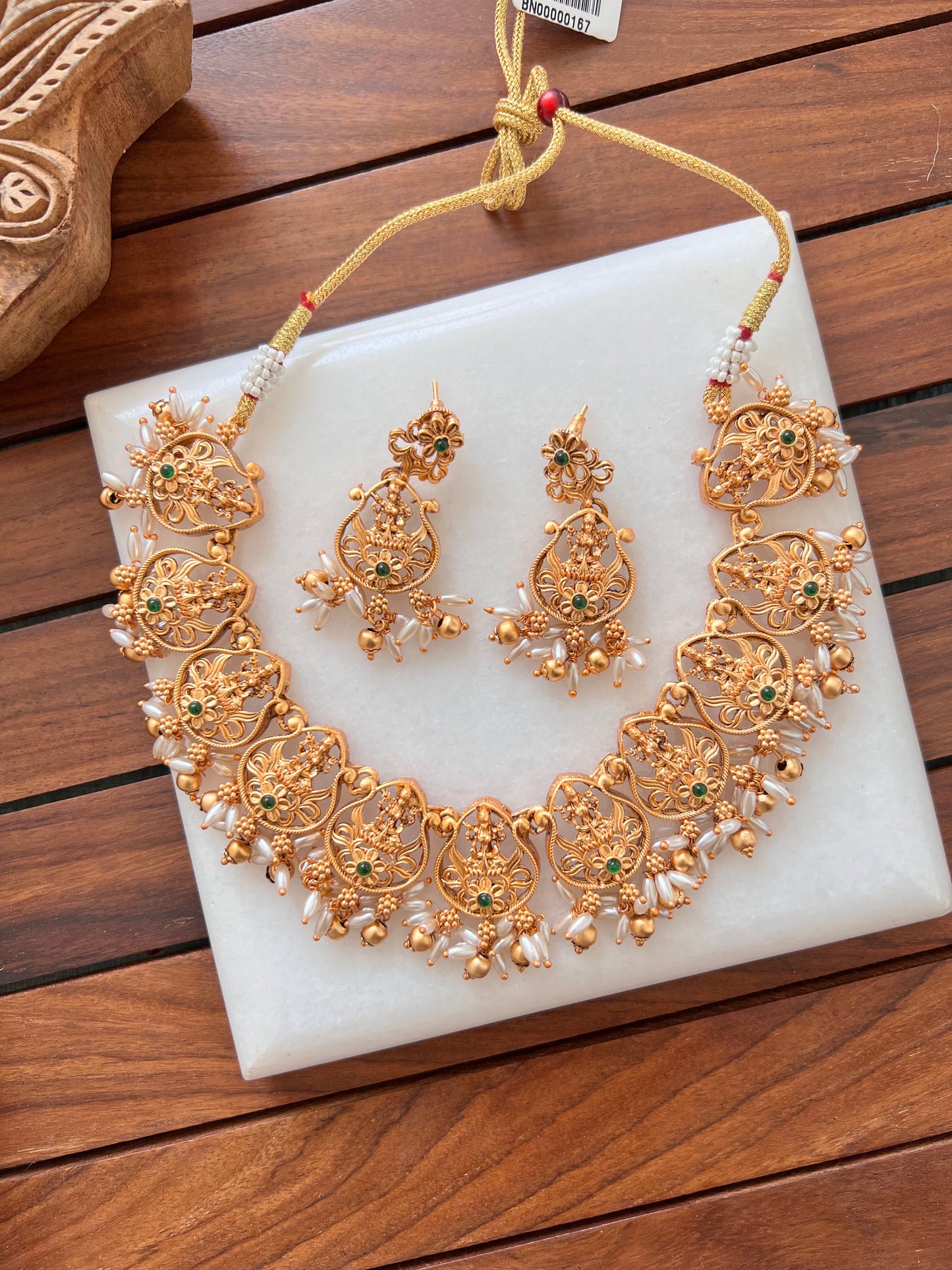 Gold Plated Necklace with Earring Set