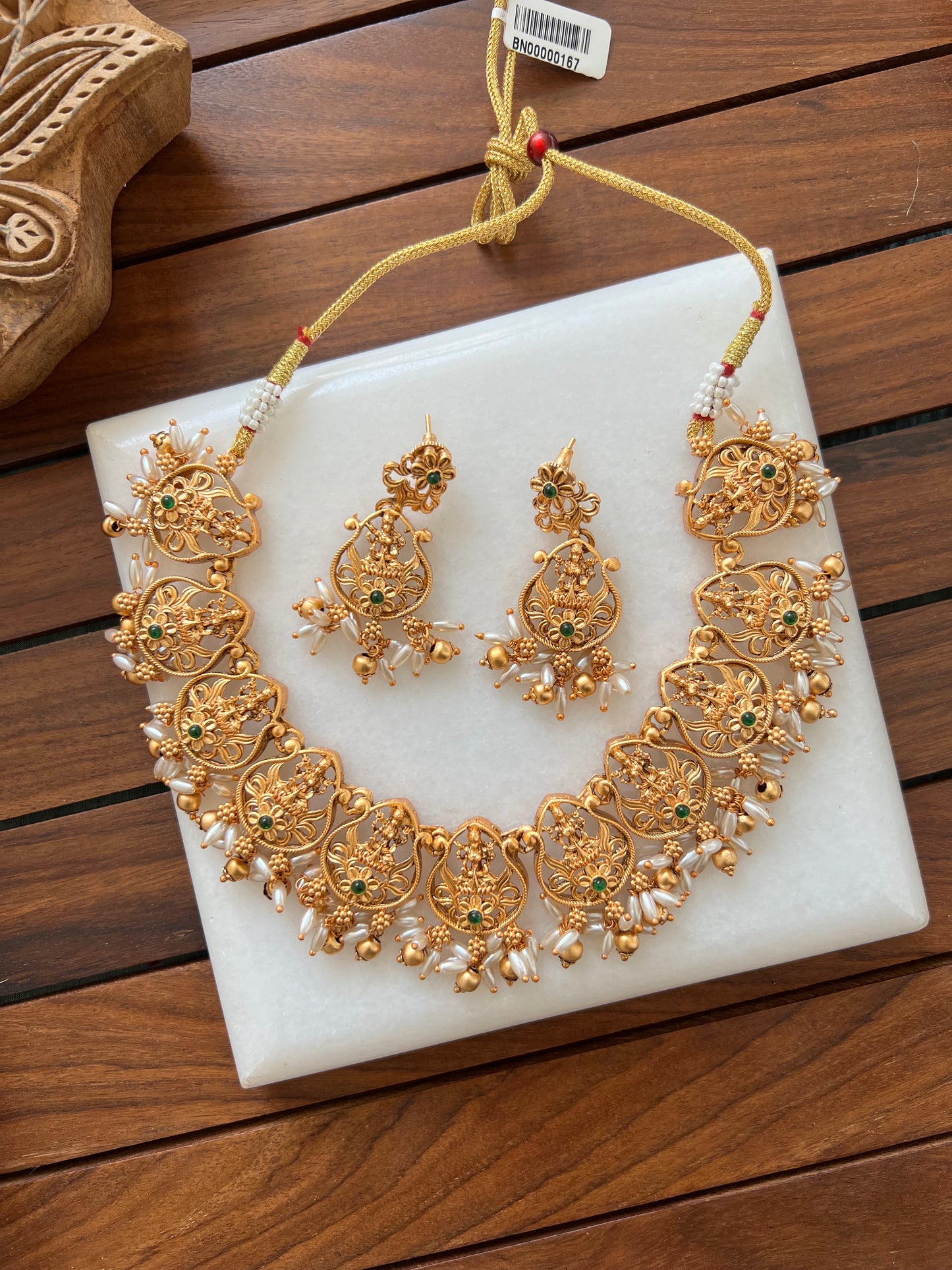 Gold Plated Necklace with Earring Set