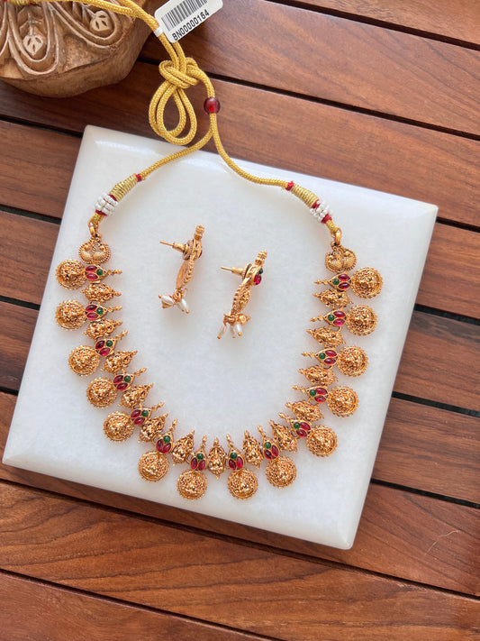 Gold Plated Necklace with Earring Set