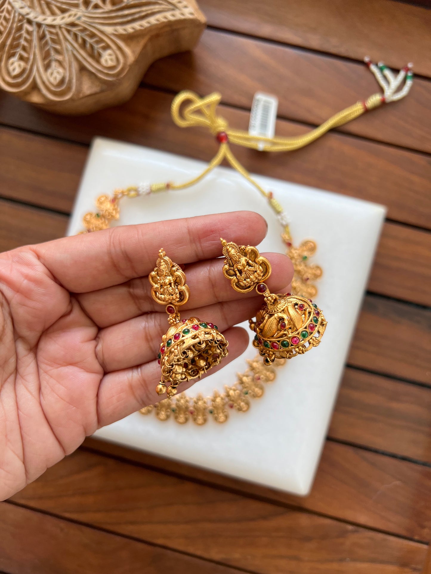 Gold Plated Necklace with Earing Set