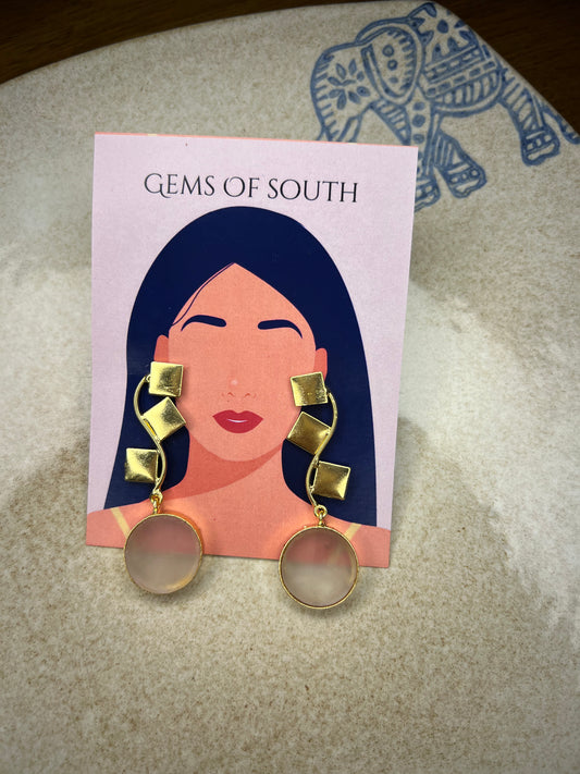 Gold Plated Raw Stone Statement Earring