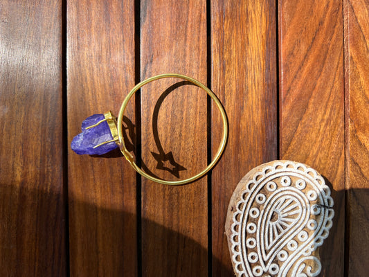 Gold Plated Violet Raw Stone Bangle