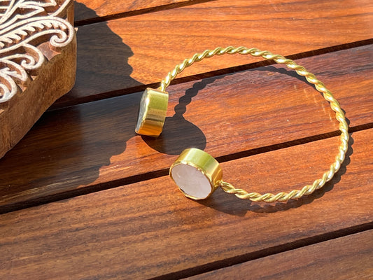 Gold Plated Double Colour Raw Stone  Bangle