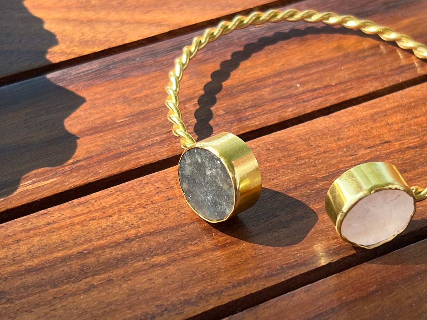 Gold Plated Double Colour Raw Stone  Bangle