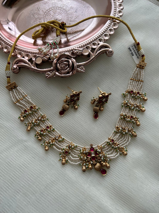 Pearl Kundan Necklace Set