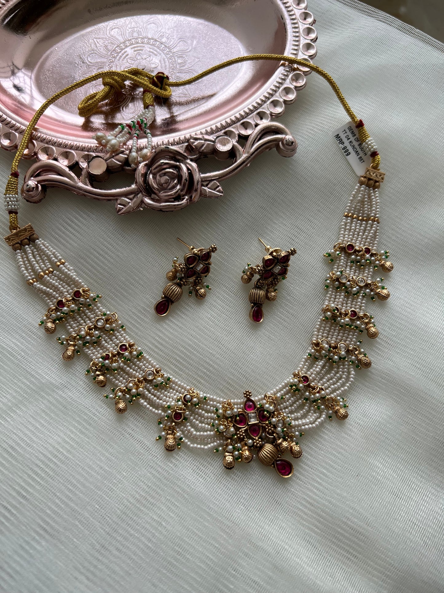 Pearl Kundan Necklace Set