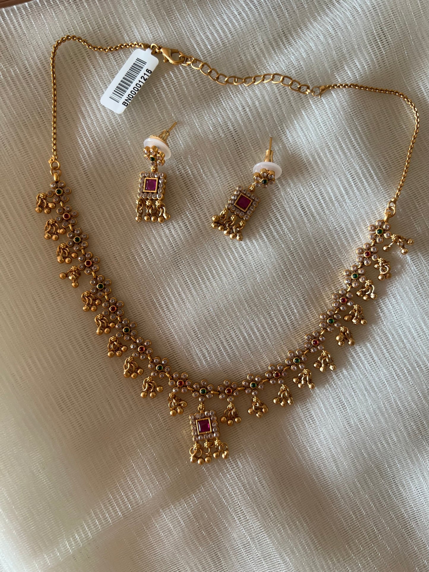 Gold Plated Necklace with Earring Set