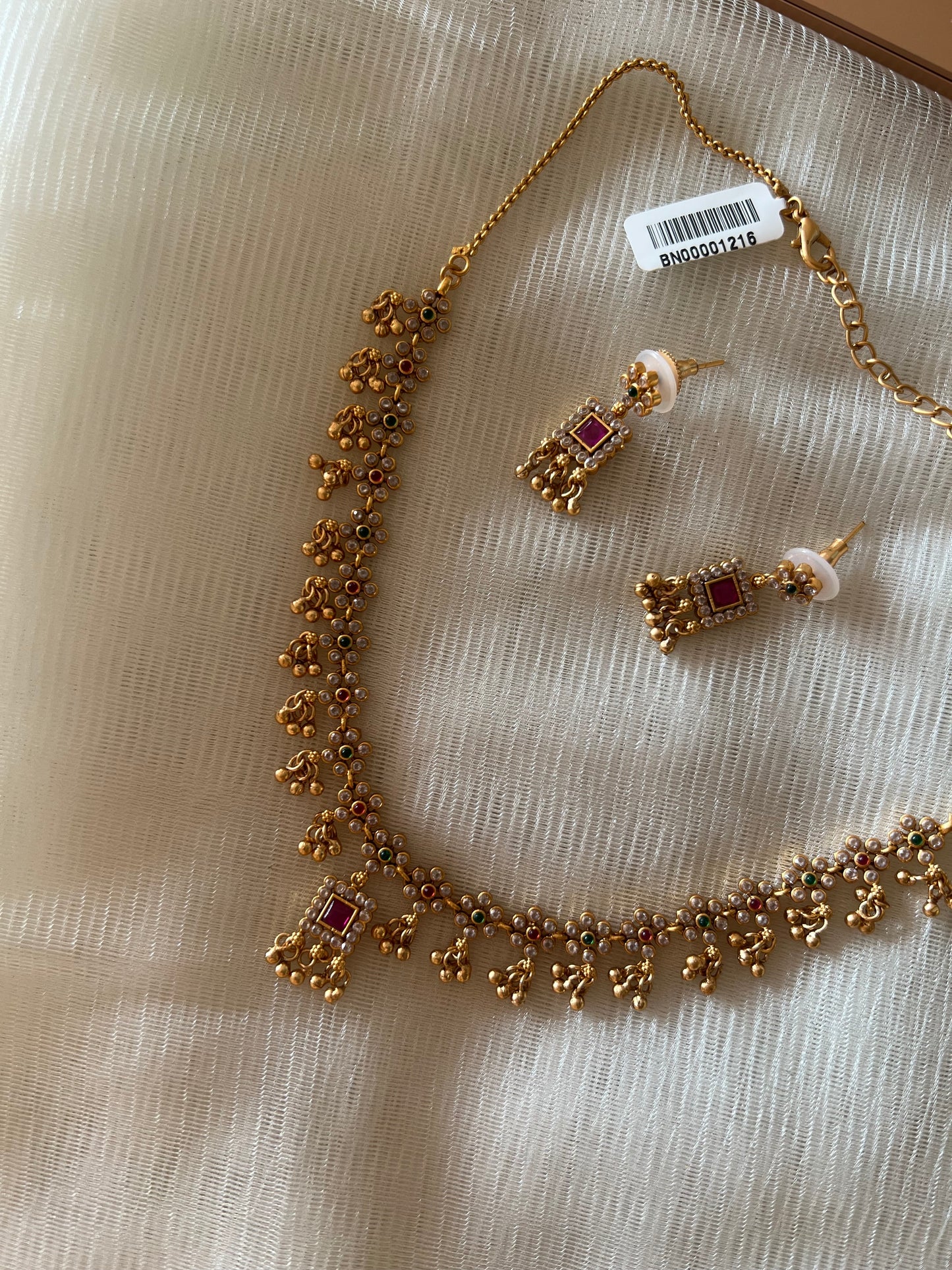 Gold Plated Necklace with Earring Set