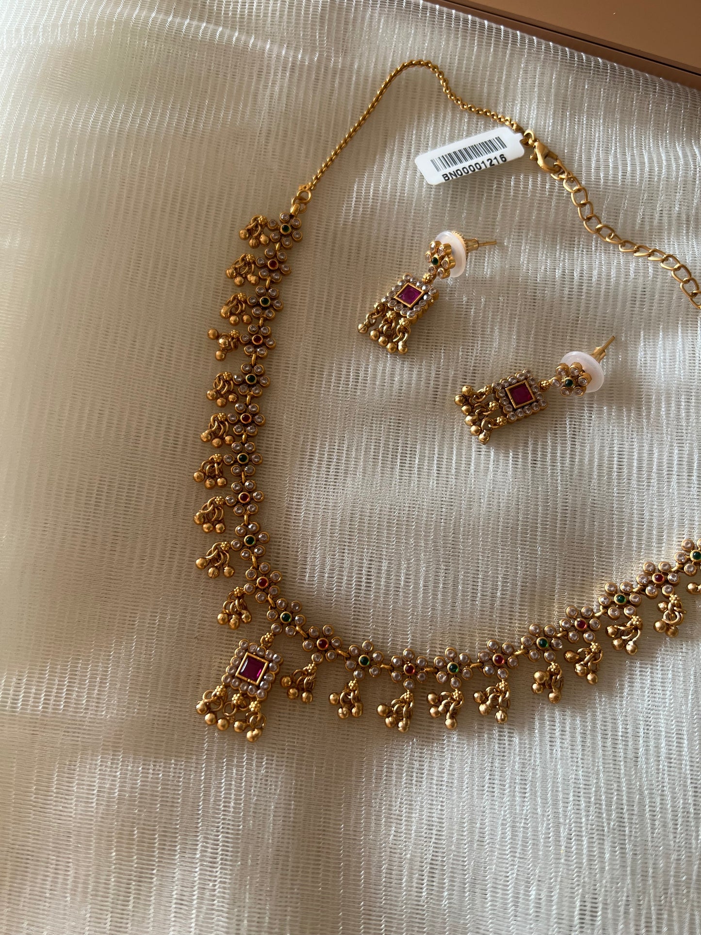 Gold Plated Necklace with Earring Set