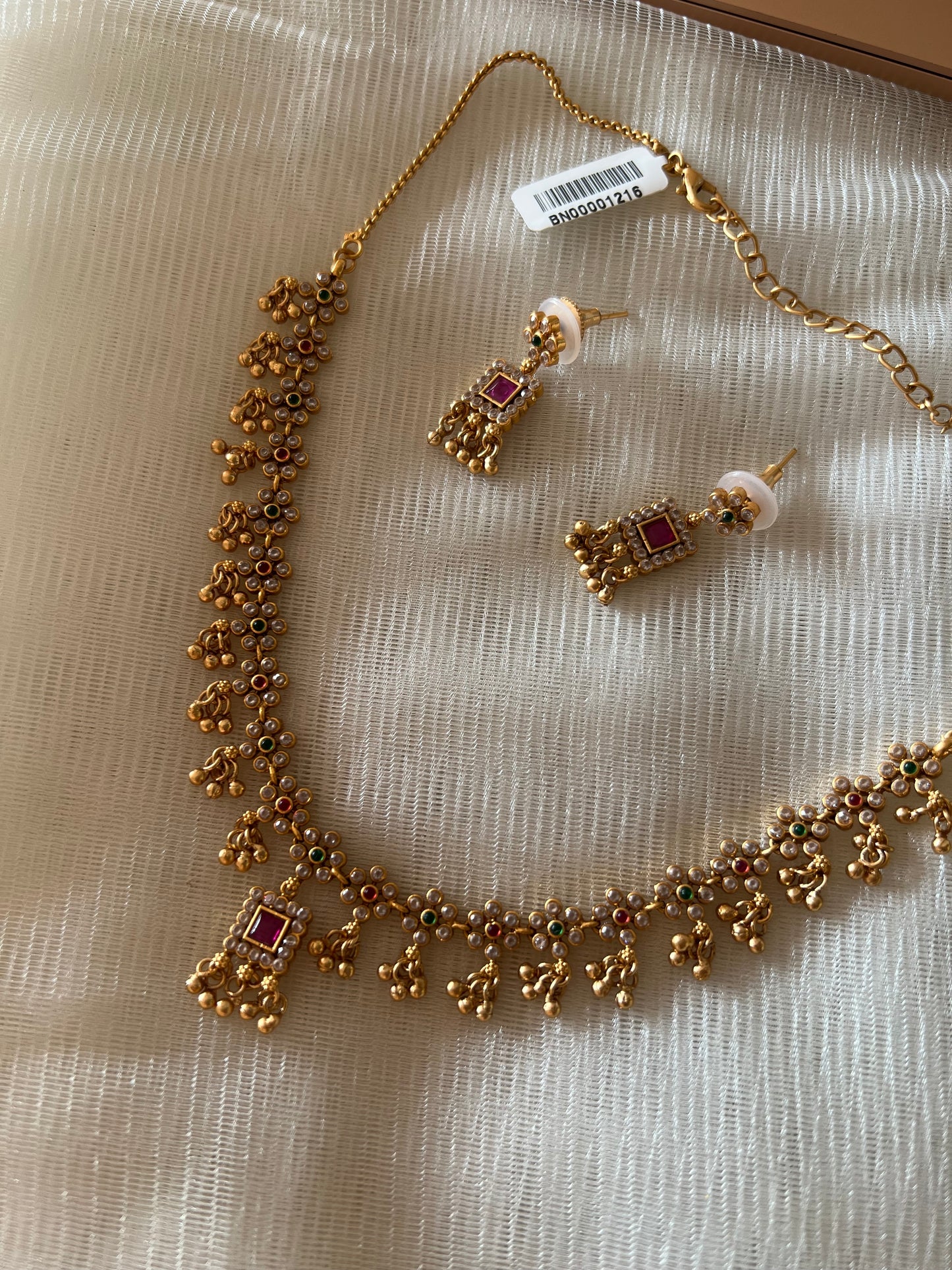 Gold Plated Necklace with Earring Set