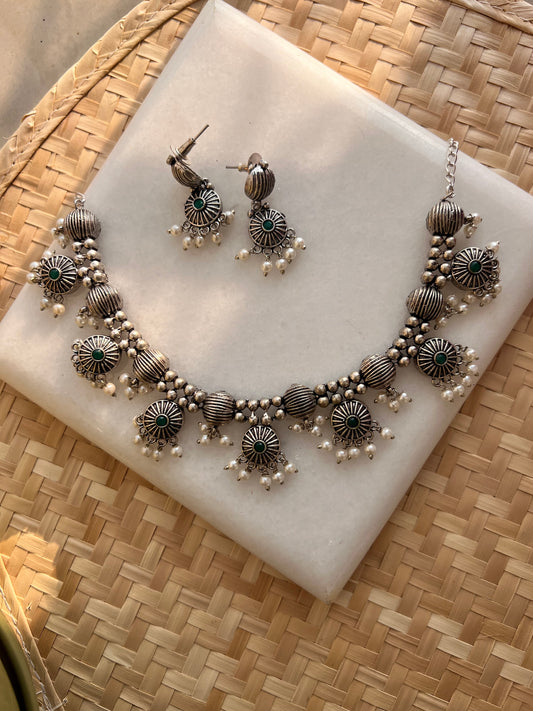 German Oxidised Silver Necklace Set
