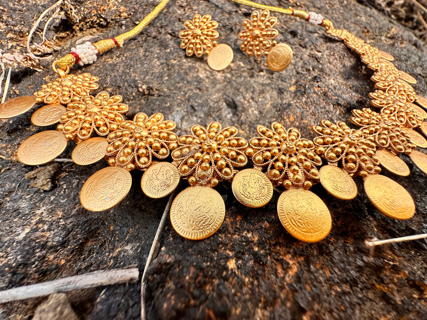 Gold Plated Necklace with Earring