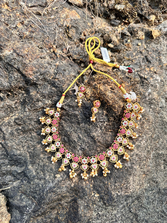 Gold Plated Necklace with Earring