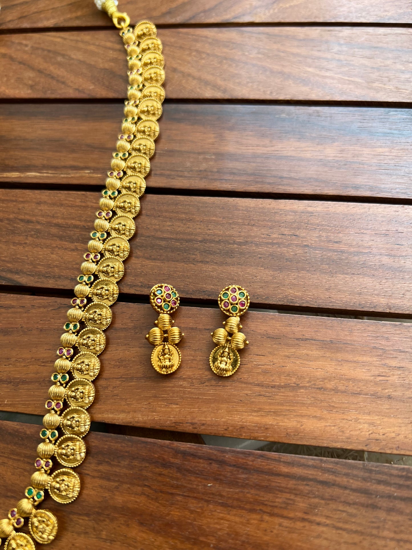 Gold Plated Antique Long Necklace Set
