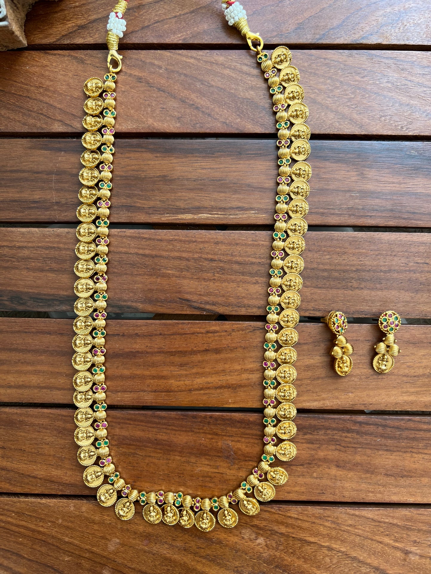Gold Plated Antique Long Necklace Set