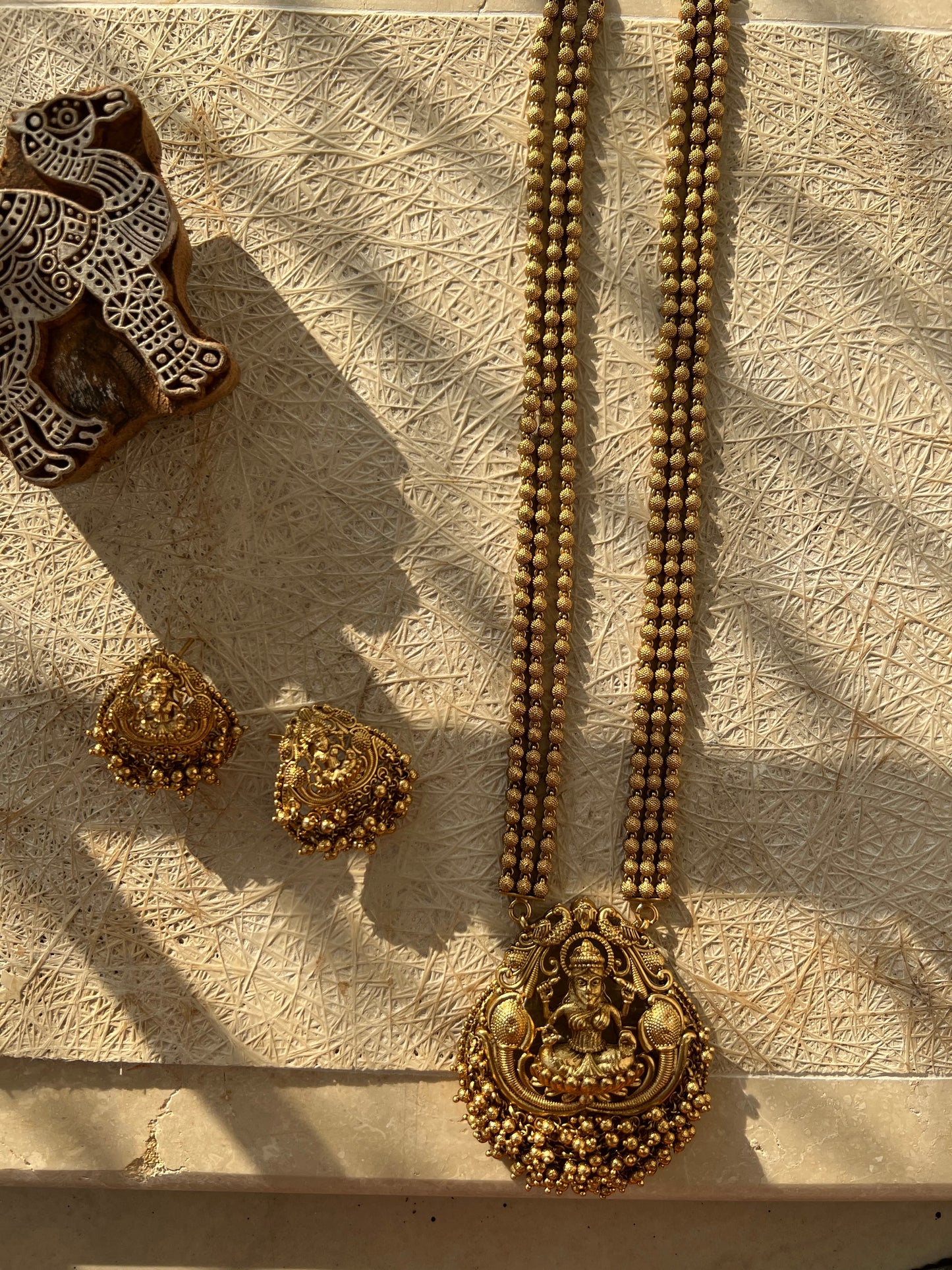 Gold Plated Temple Necklace Set