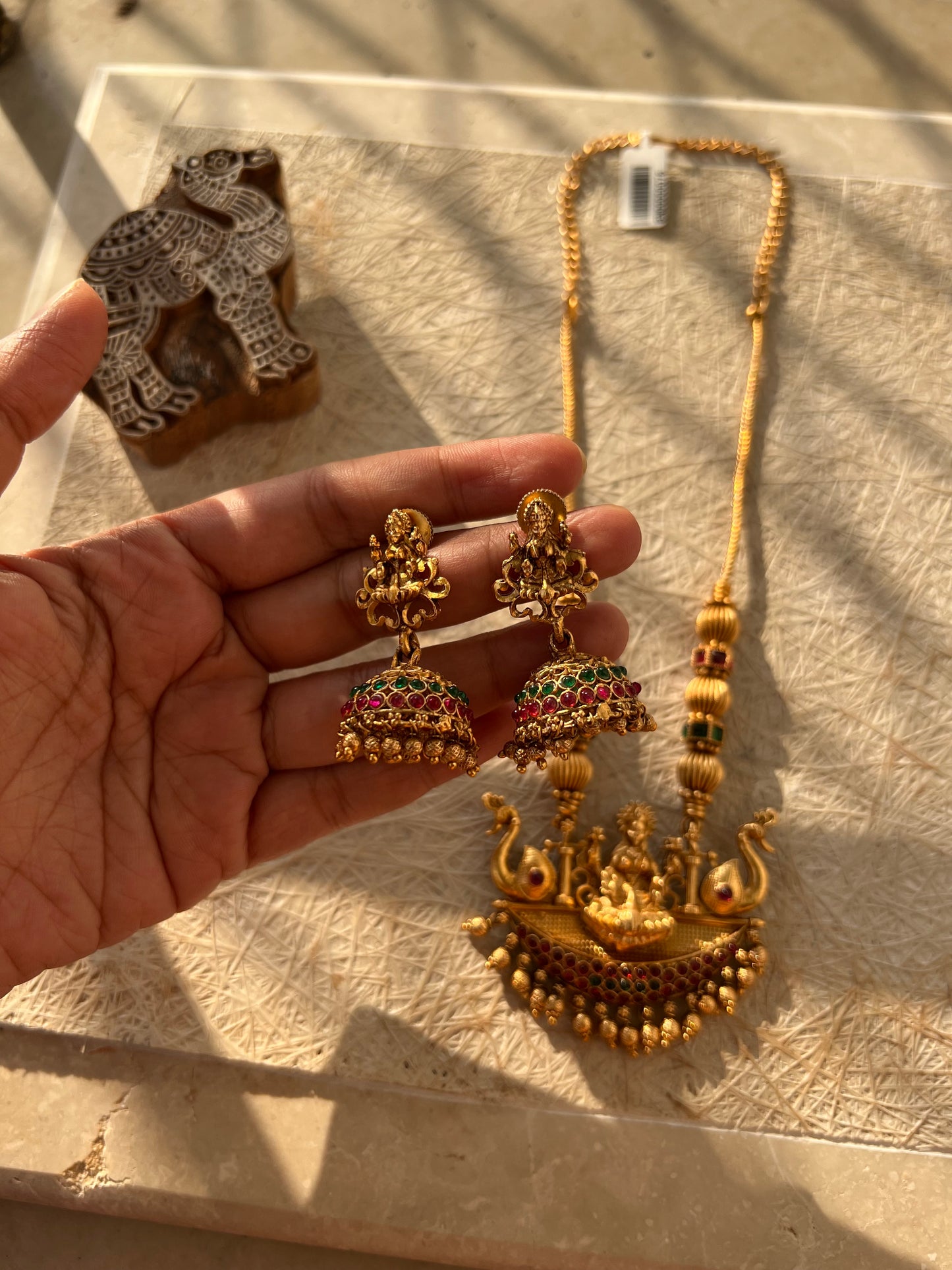 Gold Plated Temple Necklace Set