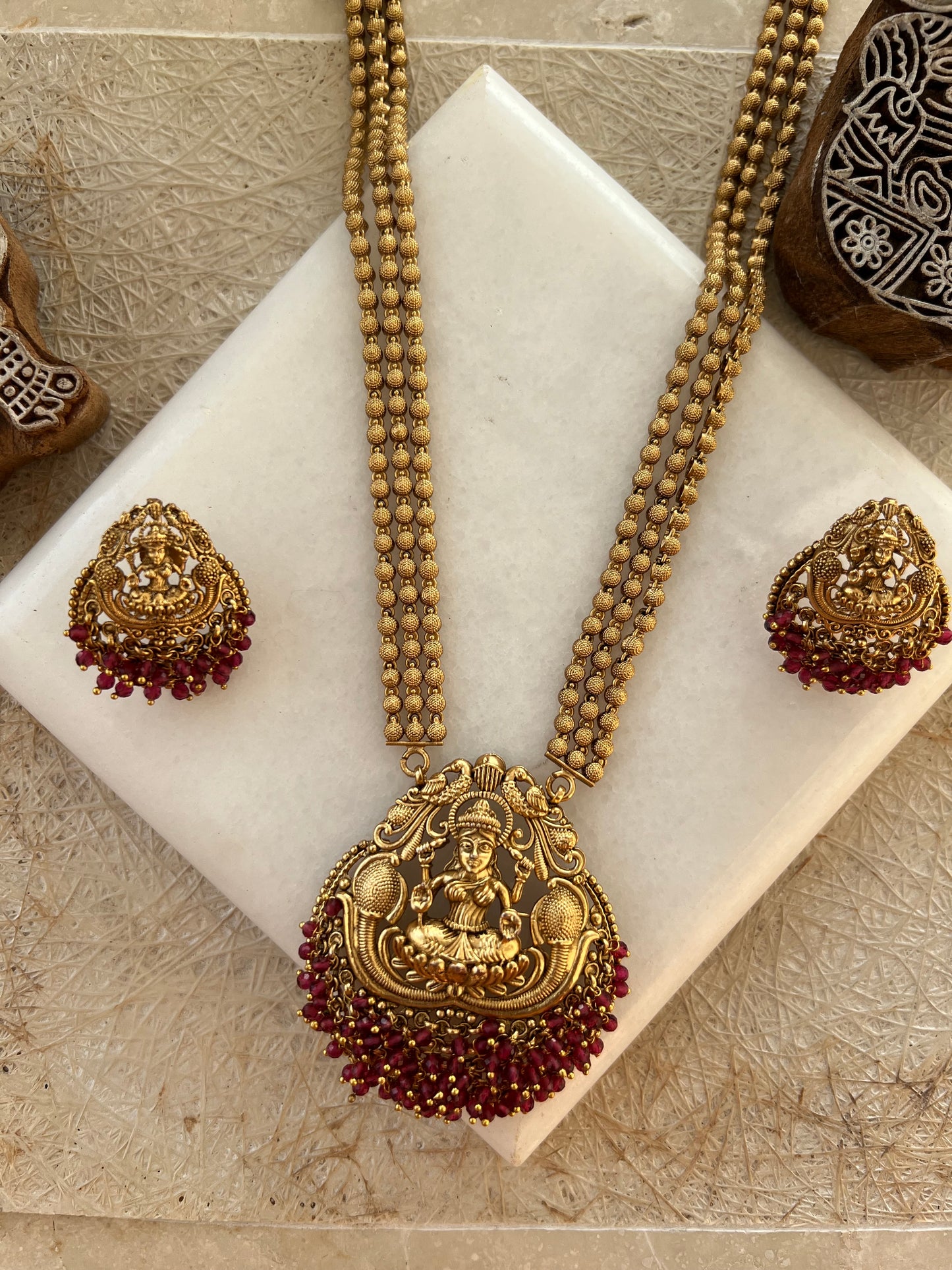 Gold Plated Long Necklace Set