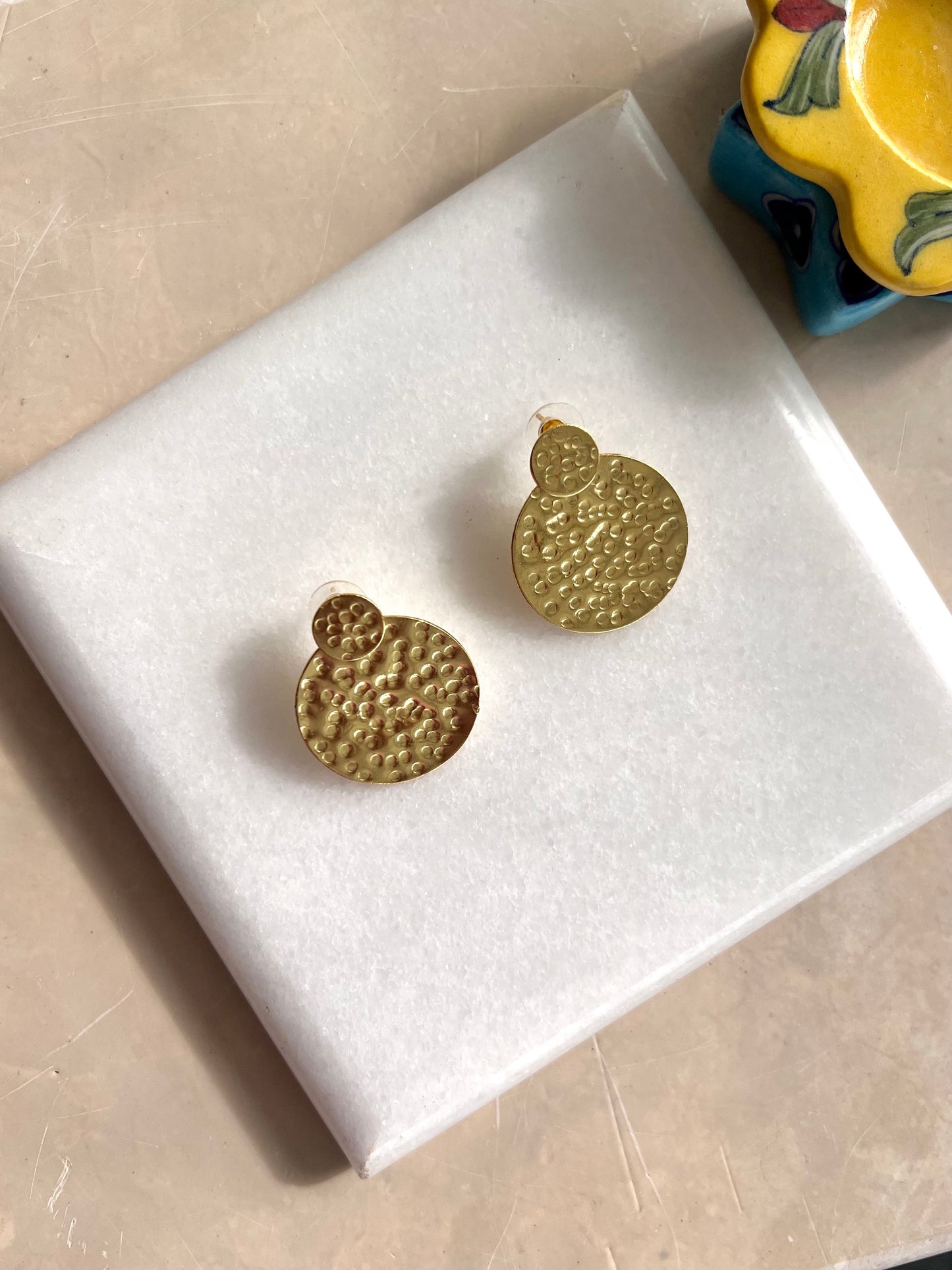 Gold Plated Coin Statement Earring