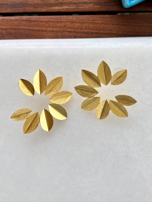 Gold Plated Leaf Statement Earring