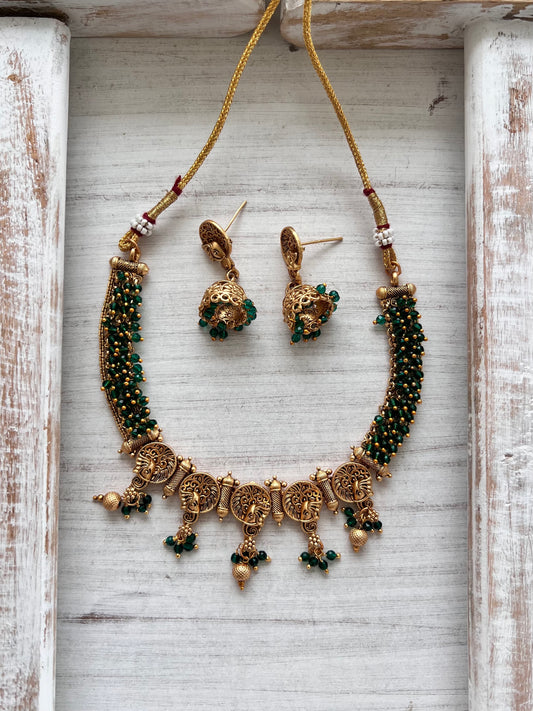 Gold Plated Temple Necklace Set