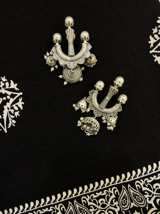 German Silver Oxidised Earring