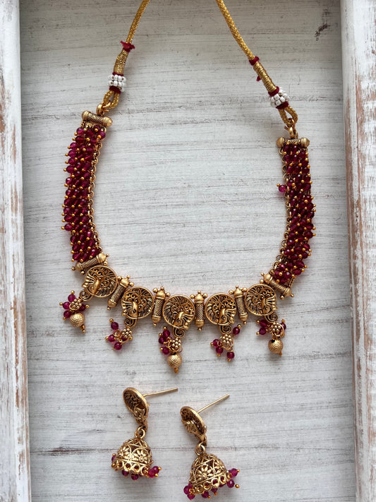 Gold Plated Temple Necklace Set