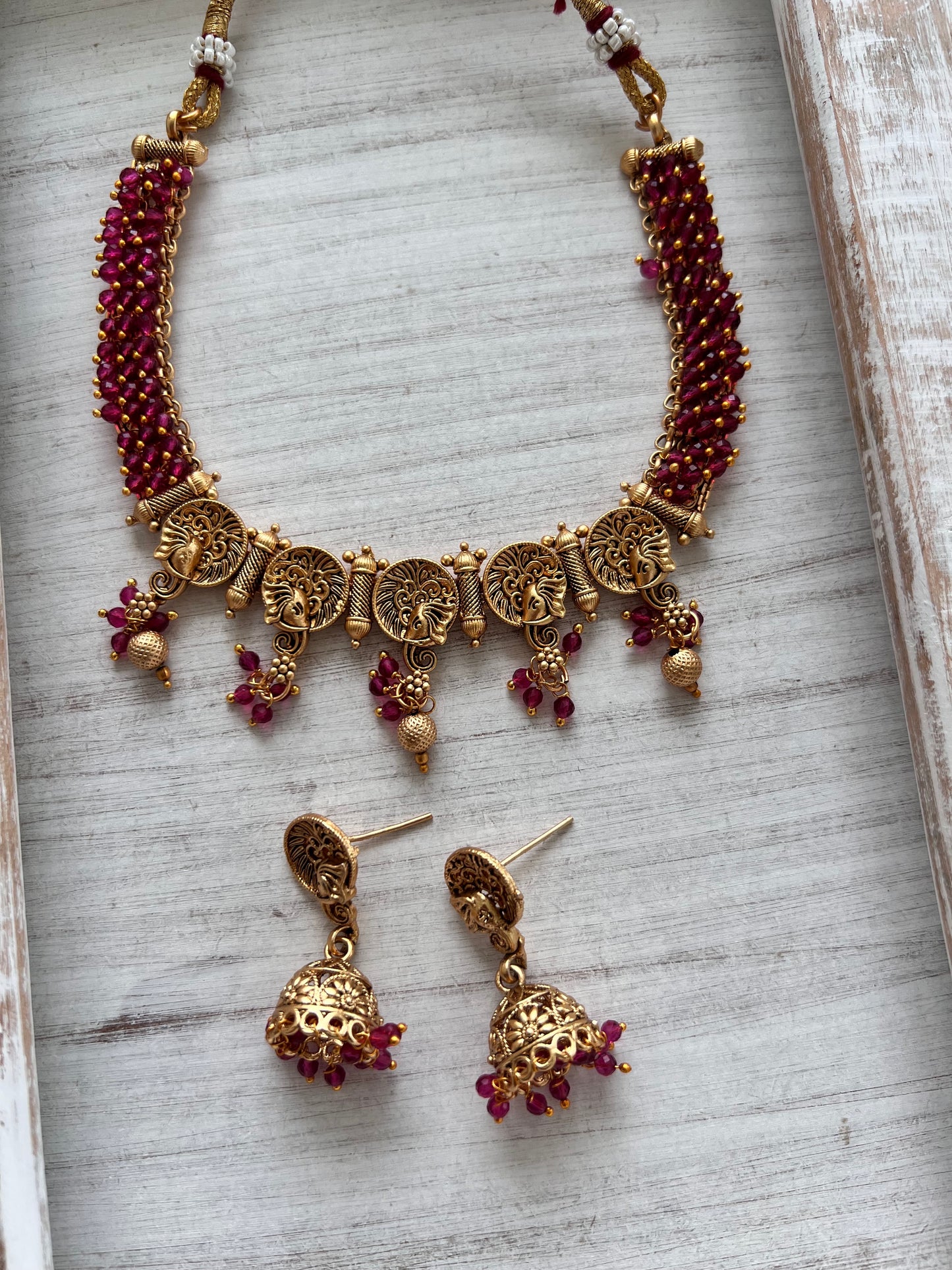 Gold Plated Temple Necklace Set