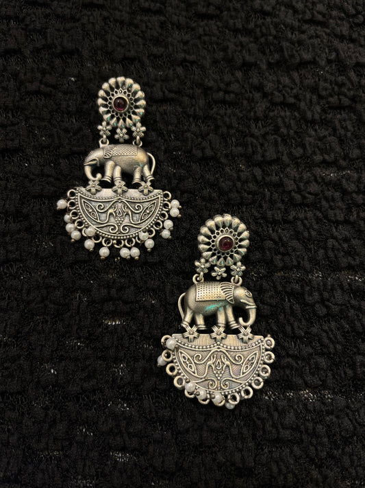 German Silver Oxidised Earring