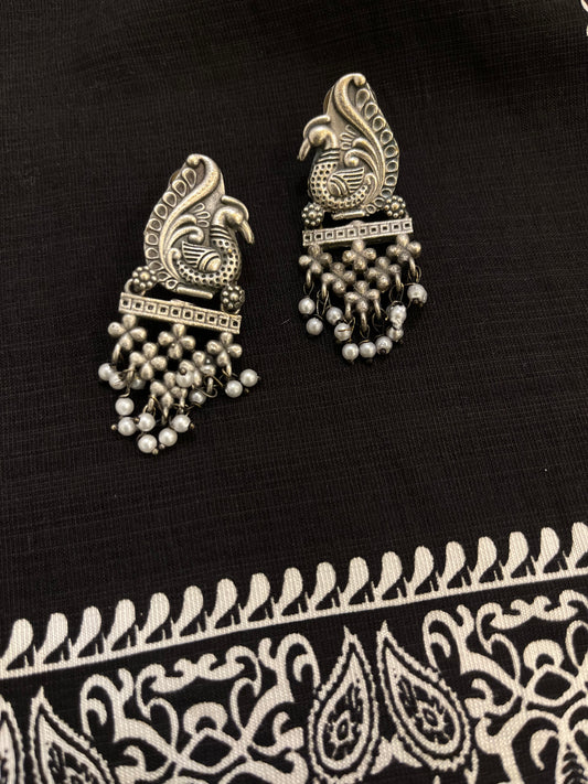 German Silver Oxidised Earring
