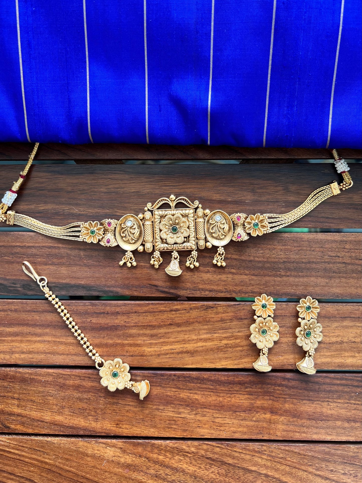 Gold Plated Choker Set with Nethi Chutti