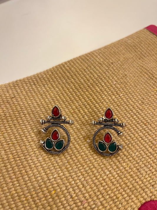 German Silver Oxidised Earring