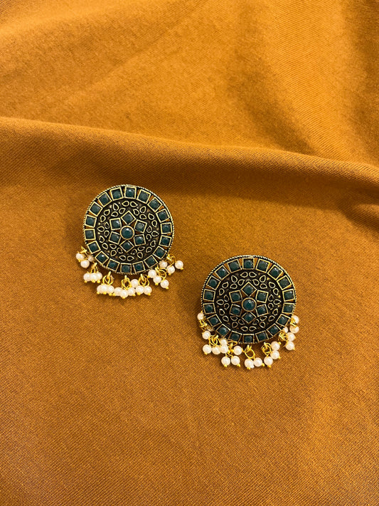 German Silver Oxidised Earring